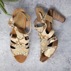 Penelope Collection | Beige Snake Print 3" Heeled Sandals Size 39